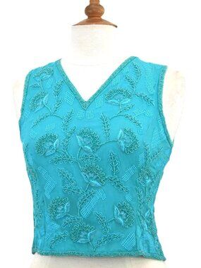 Jasdee Vintage Thank Top Hand Work Beaded Embroidery On Silk Style F2076